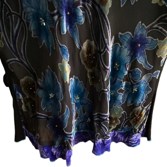 Telluride Clothing Co. Burnt velvet jewel coloured silk blend tank tunic top - Picture 3 of 16